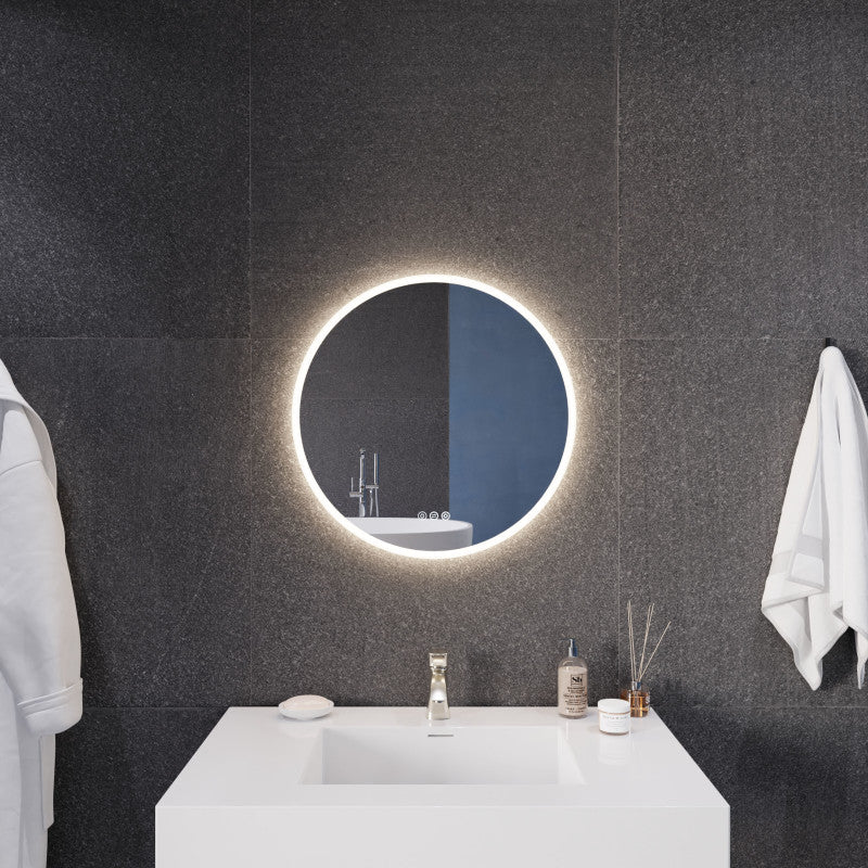 24-in. Diam. LED Front/Back Lighting Bathroom Mirror with Defogger