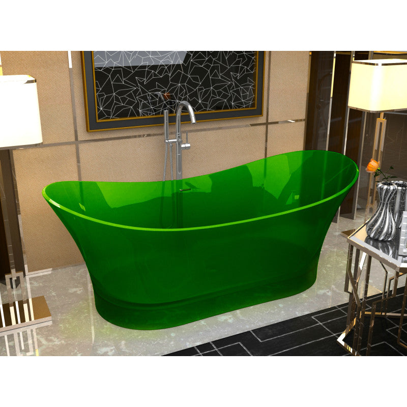 FT-AZ520-GR - Azul 5.8 ft. Solid Surface Center Drain Freestanding Bathtub in Emerald Green
