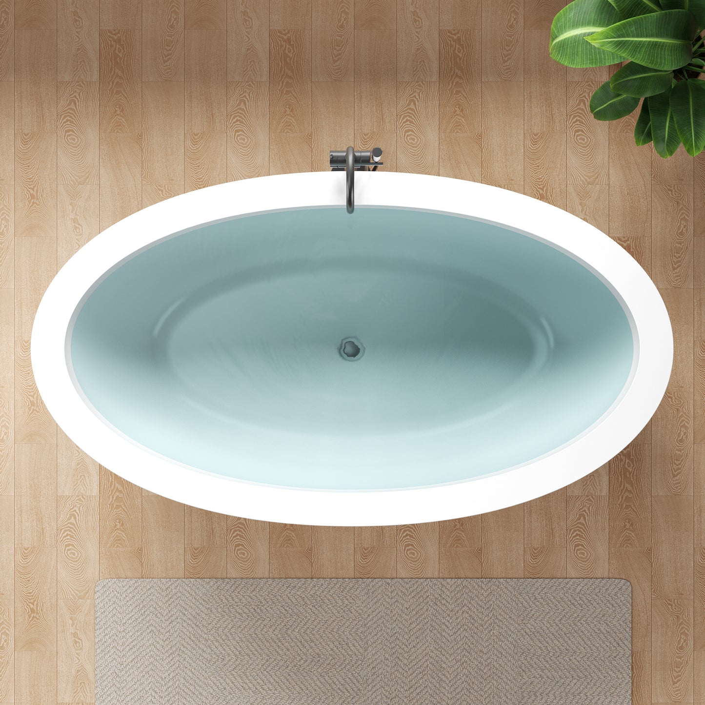 Lusso Series 76 in. x 41 in. Flat Bottom Solid Surface Freestanding Soaking Bathtub with Center Drain in Matte White