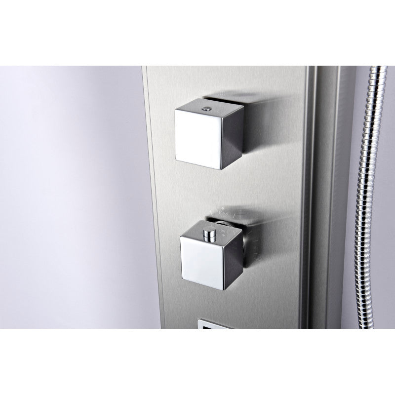 Visor 60 in. Full Body Shower Panel with Heavy Rain Shower and Spray Wand in Brushed Steel