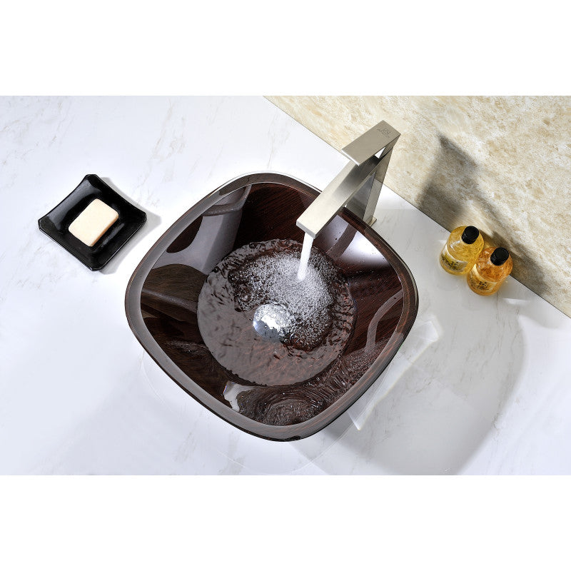 Vonu Series Deco-Glass Vessel Sink in Rich Timber