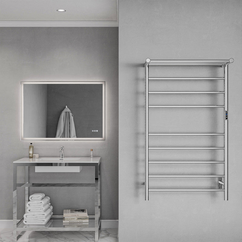 Eve 8-Bar Stainless Steel Wall Mounted Electric Towel Warmer Rack