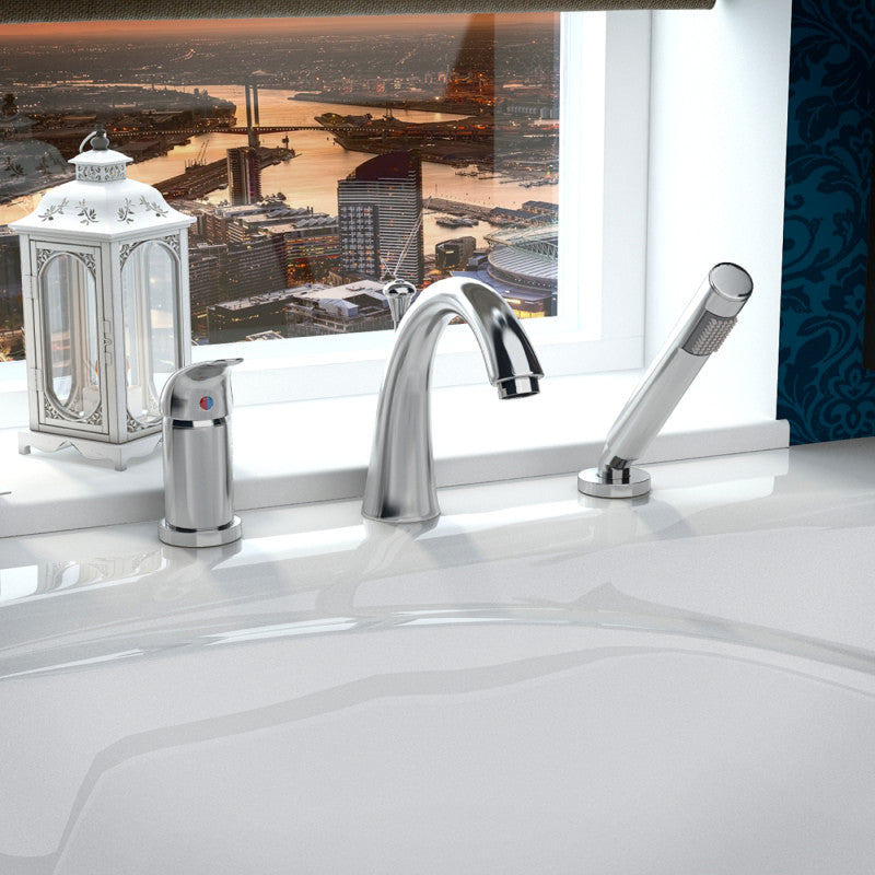 FR-AZ801 - Den Series Single Handle Deck-Mount Roman Tub Faucet with Handheld Sprayer in Polished Chrome