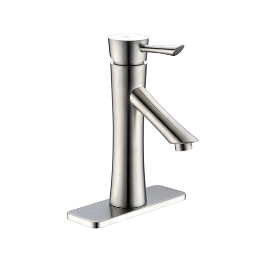 Saga Series Single Hole Single-Handle Low-Arc Bathroom Faucet in Brushed Nickel