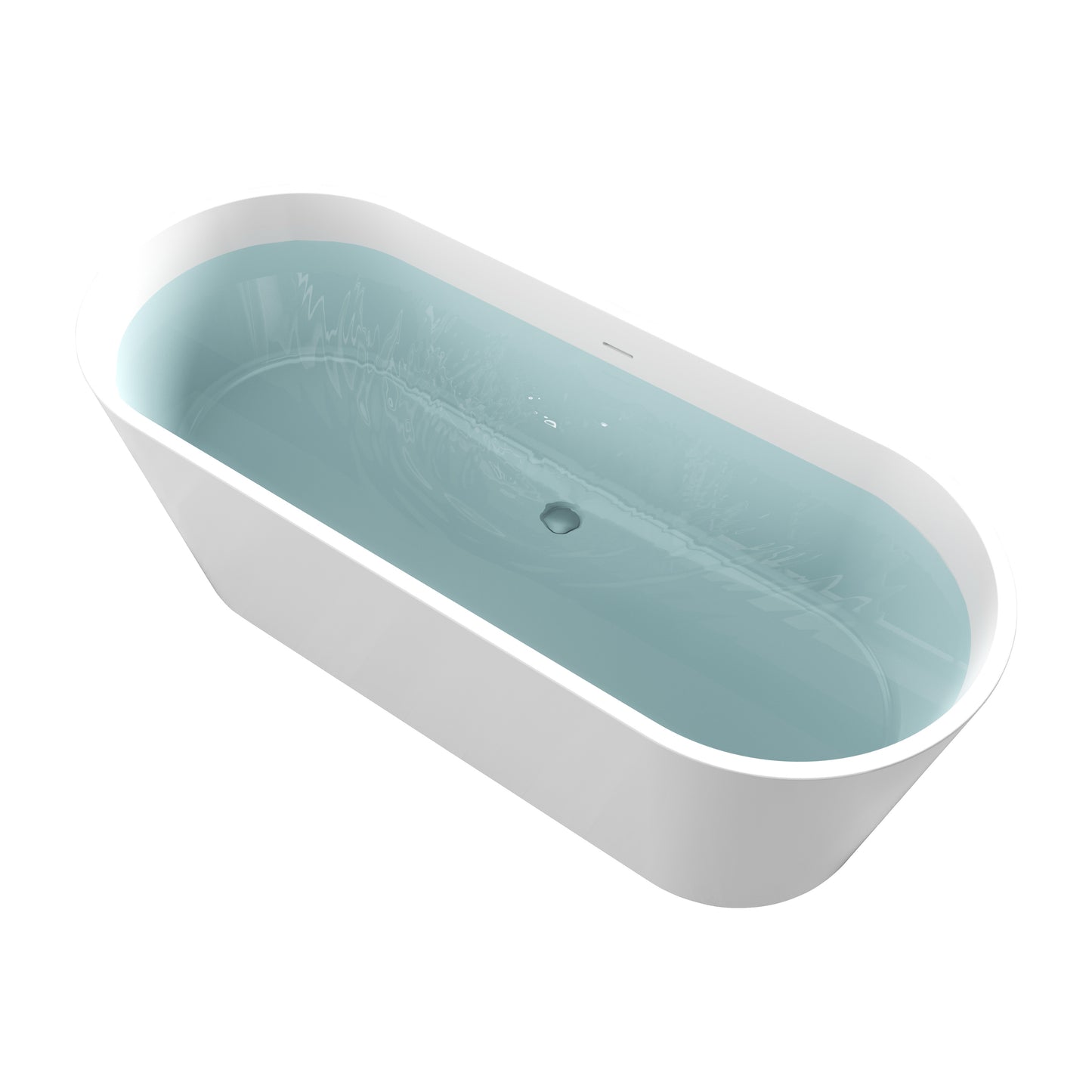 Rossetto Series 67 in. x 28 in. Flat Bottom Solid Surface Freestanding Soaking Bathtub with Center Drain in Matte White