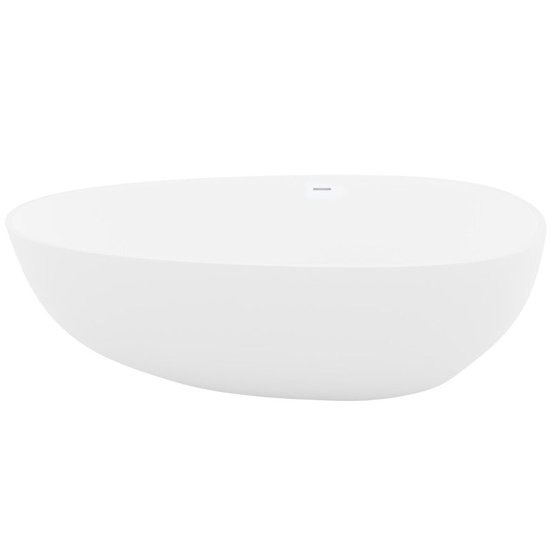 Fiume 5.6 ft. Man-Made Stone Center Drain Freestanding Bathtub in Matte White