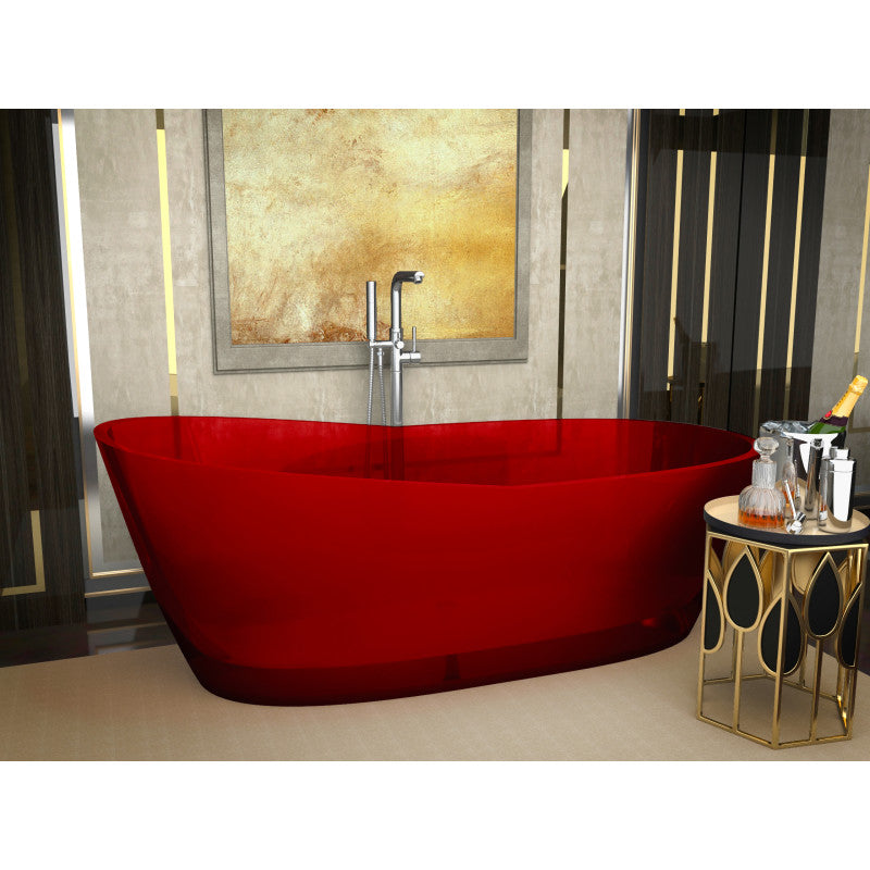 FT-AZ521 - Ember 5.4 ft. Solid Surface Center Drain Freestanding Bathtub in Deep Red