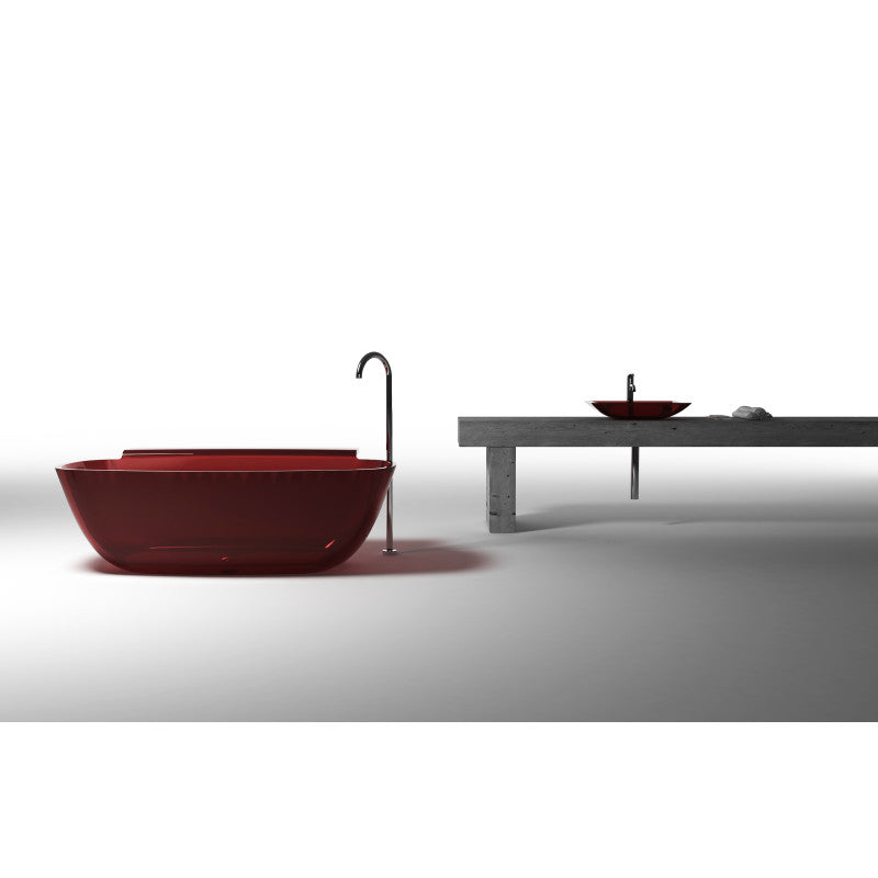 Vida 5.2 ft. Solid Surface Center Drain Freestanding Bathtub in Deep Red