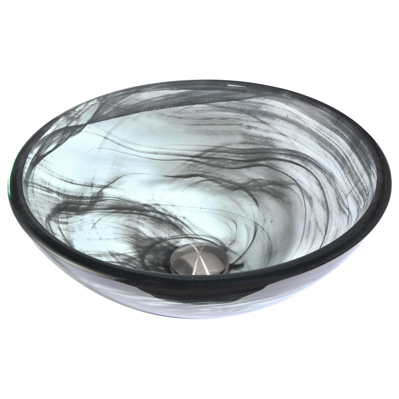 Mezzo Series Deco-Glass Vessel Sink in Slumber Wisp with Fann Faucet in Chrome