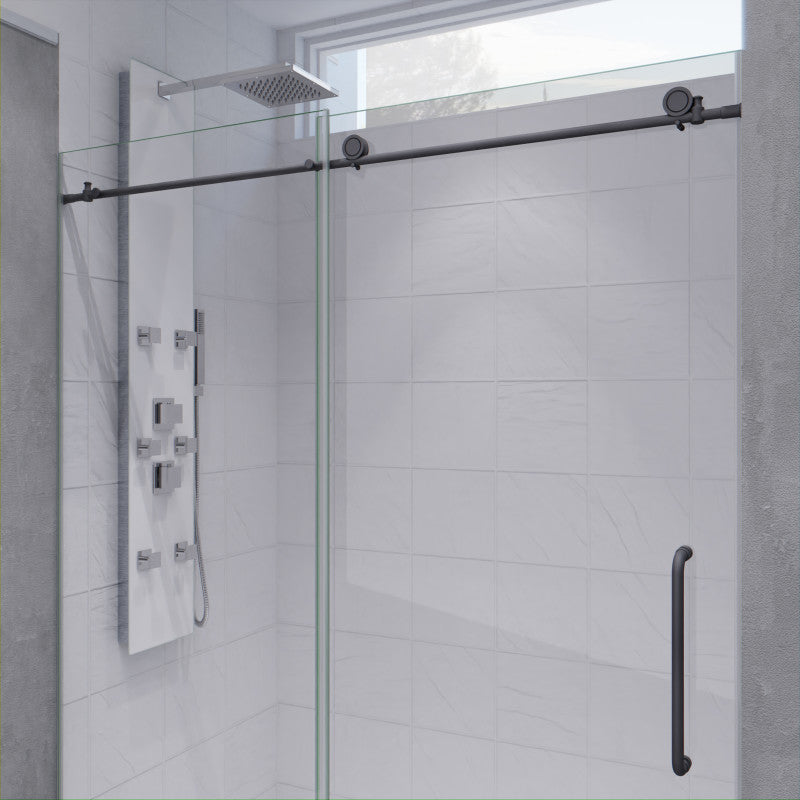 Leon Series 60 in. by 76 in. Frameless Sliding Shower Door with Handle