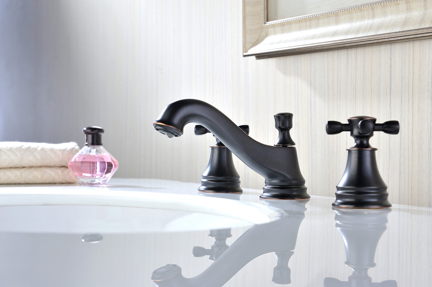 L-AZ007ORB - Melody Series 8 in. Widespread 2-Handle Mid-Arc Bathroom Faucet in Oil Rubbed Bronze