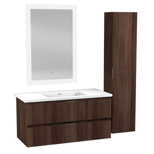 VT-MR3SCCT39-DB - 39 in. W x 20 in. H x 18 in. D Bath Vanity Set in Dark Brown with Vanity Top in White with White Basin and Mirror