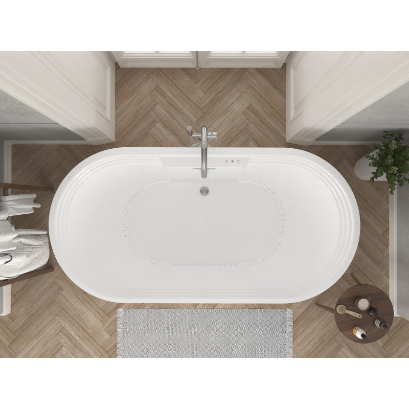 Jetson Series 67" Air Jetted Freestanding Acrylic Bathtub in White