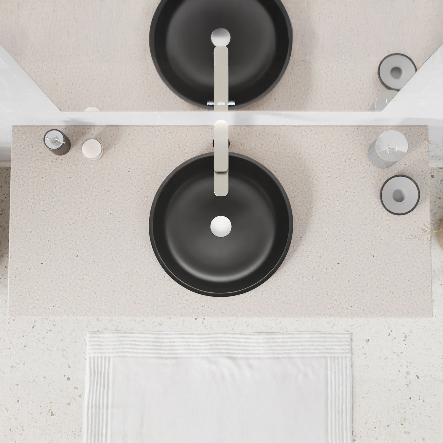 Allegro Series 17 in. L x 17 in. W Round Bathroom Vessel Sink in Matte Black Finish Glass with Chrome Pop-Up Drain