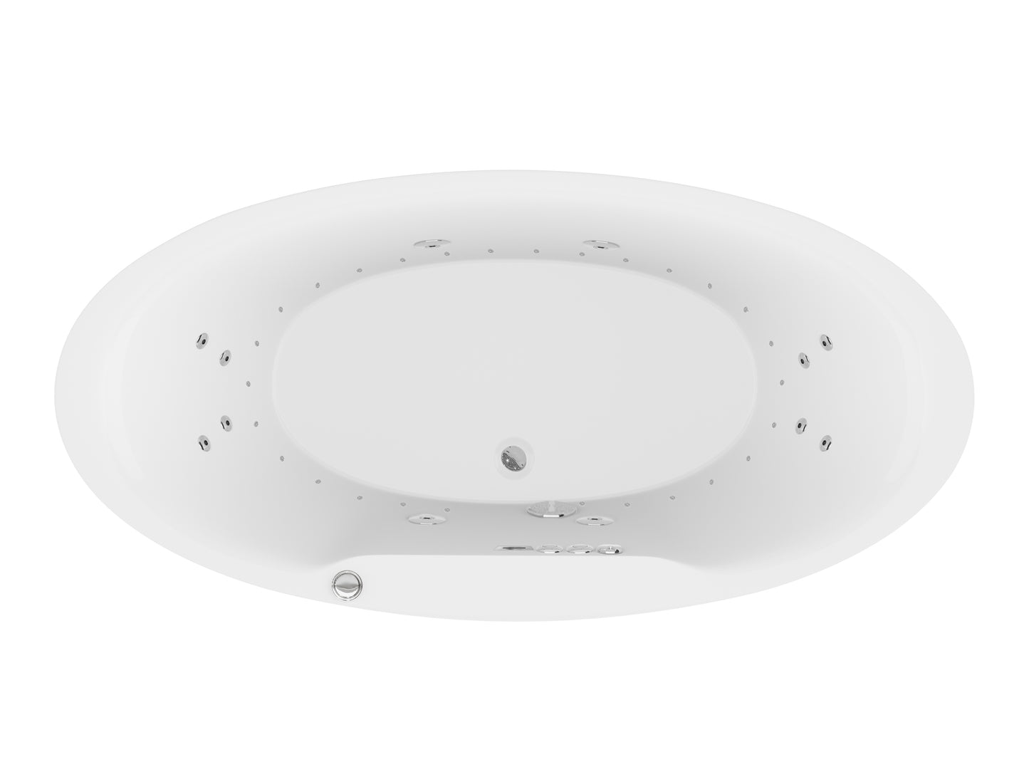 Heidi Series 67 in. x 34 in. Acrylic Combination 50 Gallon Capacity Freestanding Bathtub with Center Drain in White