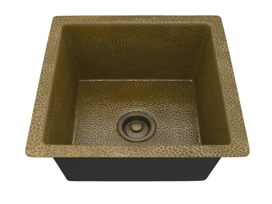 Endeavor Drop-in Handmade Copper 16 in. 0-Hole Single Bowl Kitchen Sink in Hammered Antique Copper