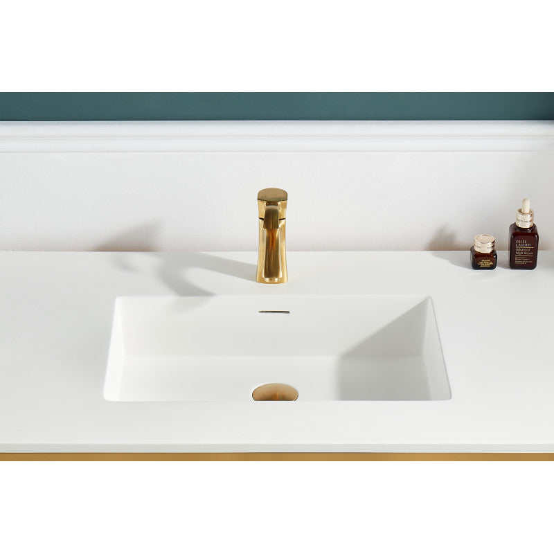 Orchard 36 in. Console Sink in Brushed Gold with Glossy White Counter Top