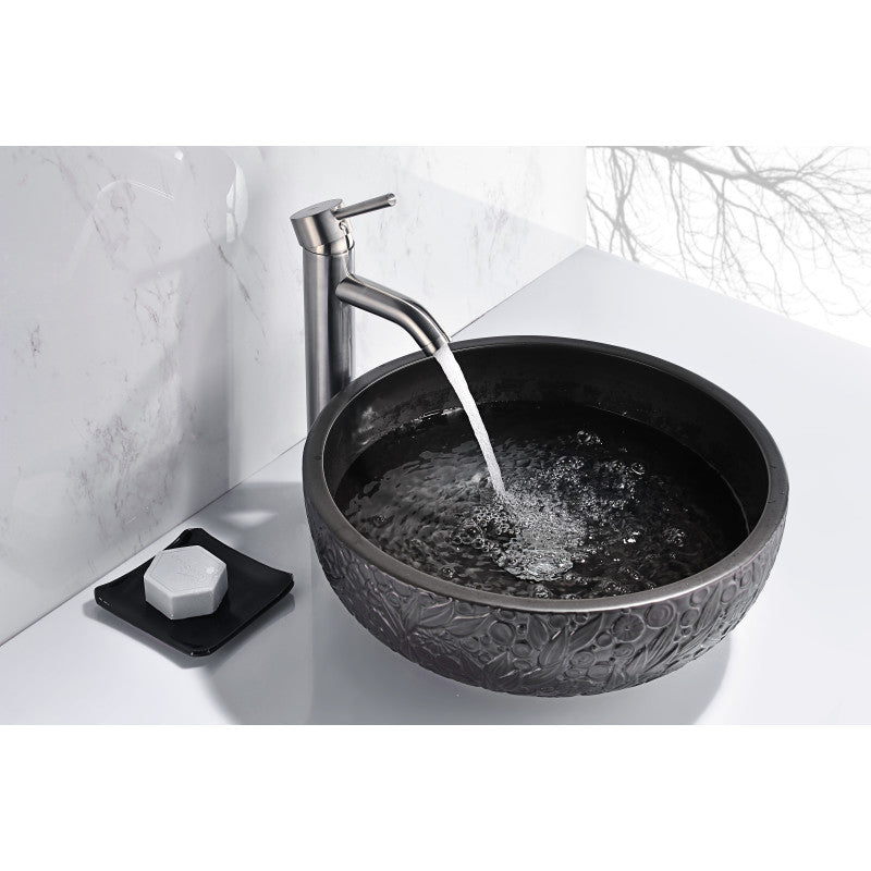 LS-AZ174 - Stellar Series Ceramic Vessel Sink in Black