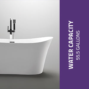 Eft Series 67 in. x 31 in. Flat Bottom Acrylic Freestanding 56 Gallon Soaking Bathtub with Center Drain in Glossy White