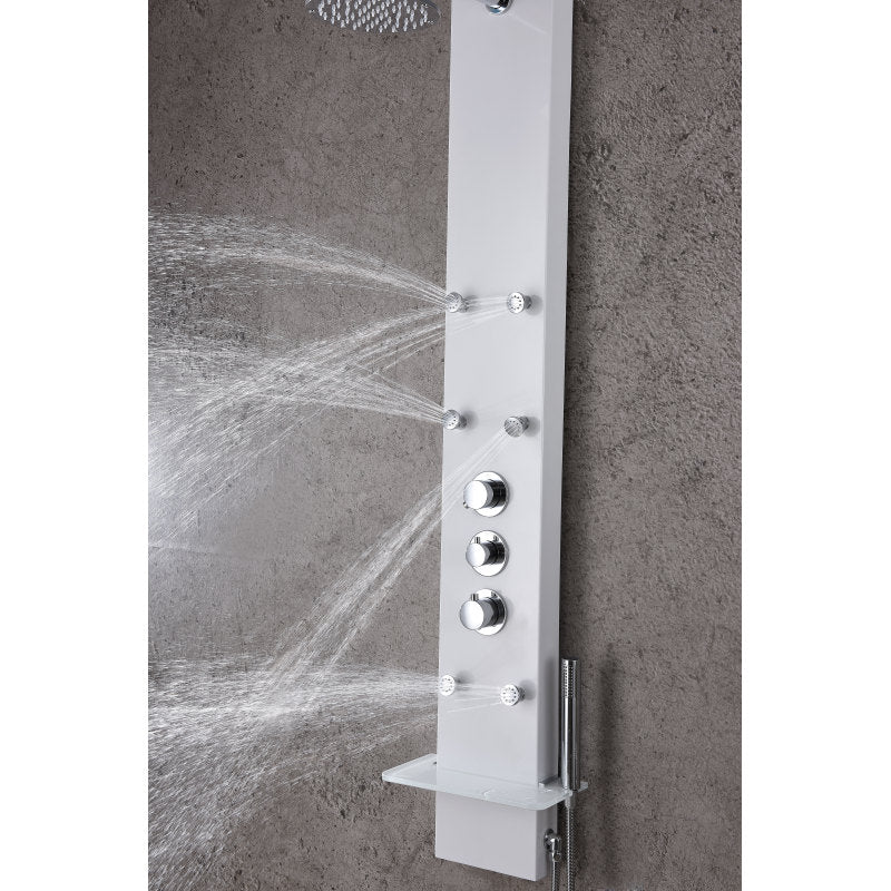 Donna 60 in. 6-Jetted Full Body Shower Panel with Heavy Rain Shower and Spray Wand in White