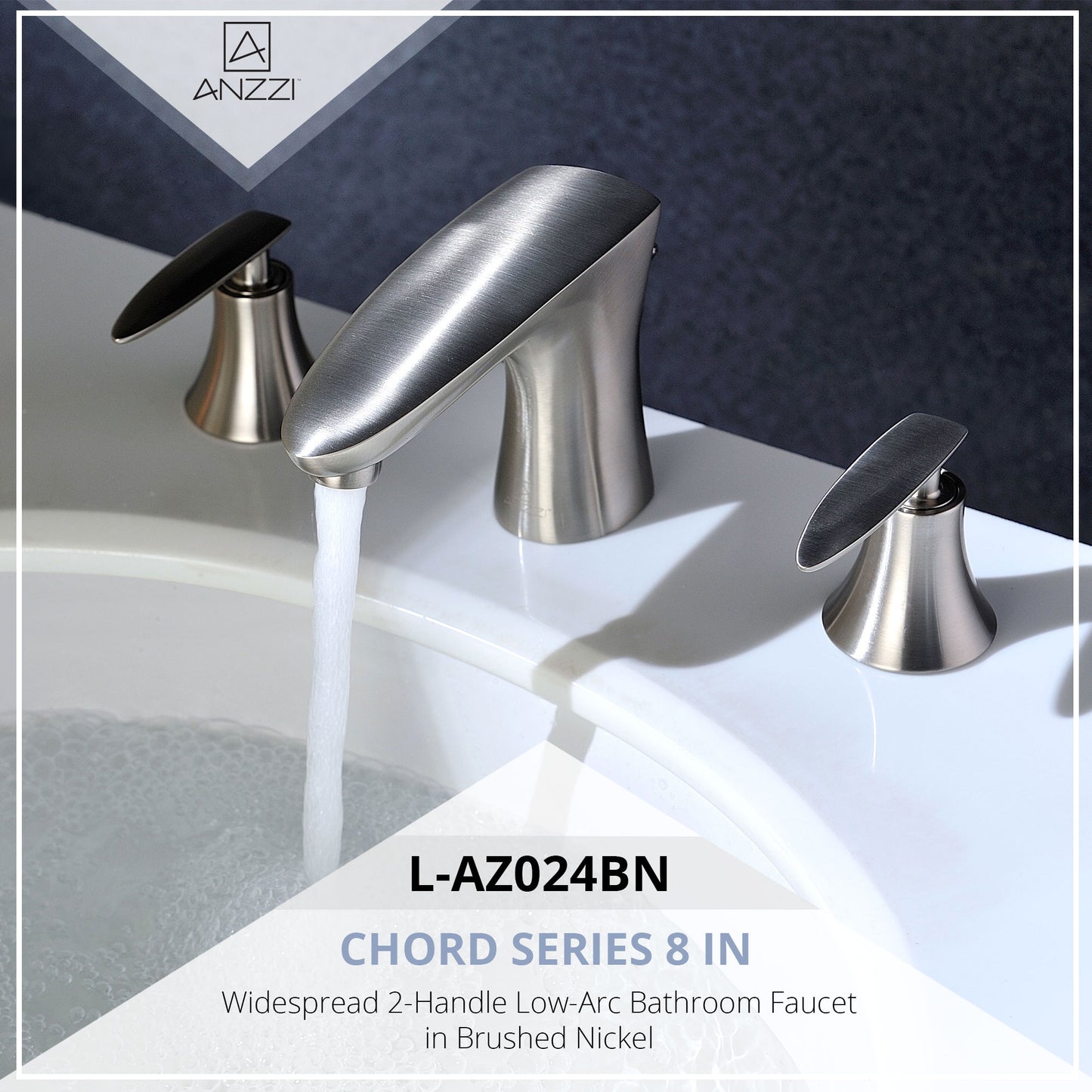 Chord Series 8 in. Widespread 2-Handle Low-Arc Bathroom Faucet in Brushed Nickel