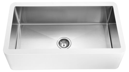 Spa World - Shandra 33 in. Solid Surface Stone Kitchen Sink