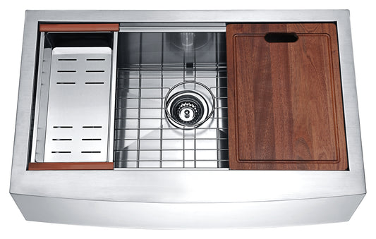 Spa World - Chef's Kiss 33 in. Farm House Kitchen Sink with Cutting Board
