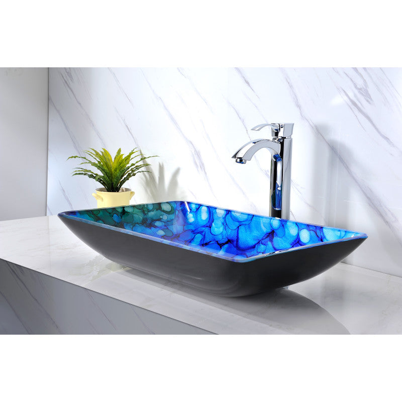 Voce Series Deco-Glass Vessel Sink in Lustrous Blue