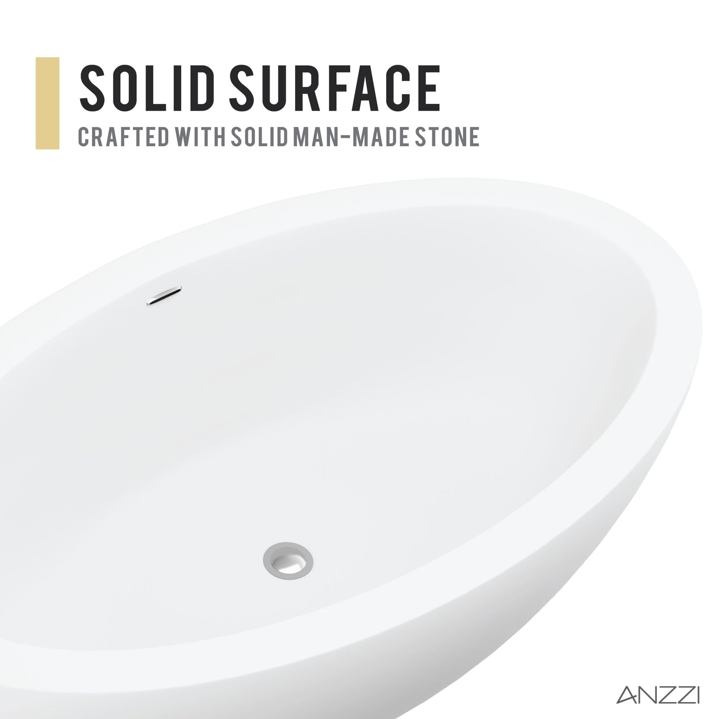 Kekehun Series 76 in. x 41 in. Flat Bottom Solid Surface Freestanding Soaking Bathtub with Center Drain in Matte White