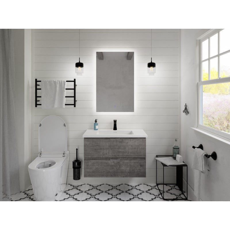 Conques 30 in W x 20 in H x 18 in D Bath Vanity with Cultured Marble Vanity Top in White with White Basin