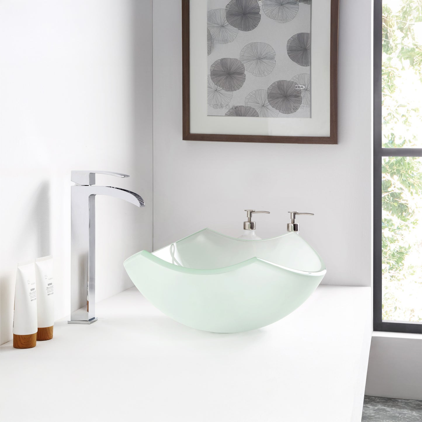 Pendant Series Deco-Glass Vessel Sink in Lustrous Frosted