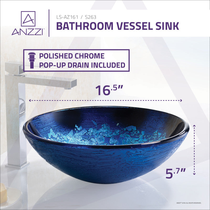 Tara Series Deco-Glass Vessel Sink in Blue Blaze