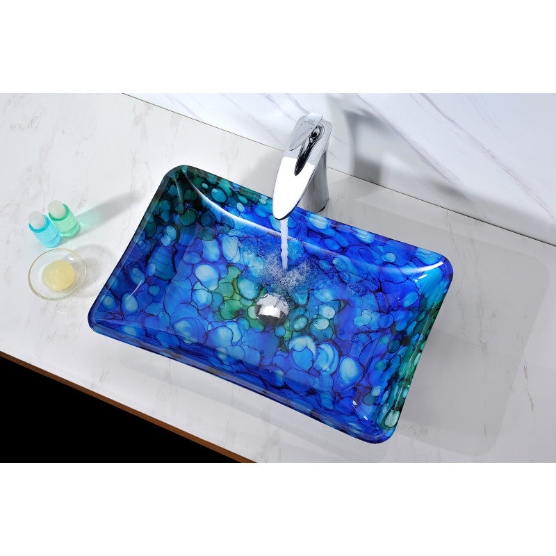 Avao Series Deco-Glass Vessel Sink in Lustrous Blue