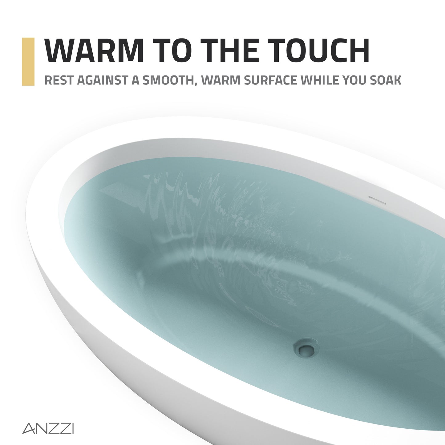 Lusso Series 76 in. x 41 in. Flat Bottom Solid Surface Freestanding Soaking Bathtub with Center Drain in Matte White