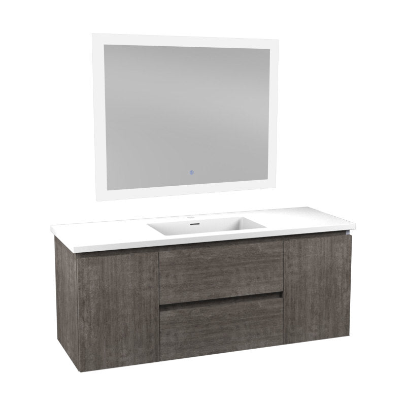 VT-MRCT48-GY - 48 in W x 20 in H x 18 in D Bath Vanity in Rich Grey with Cultured Marble Vanity Top in White with White Basin & Mirror