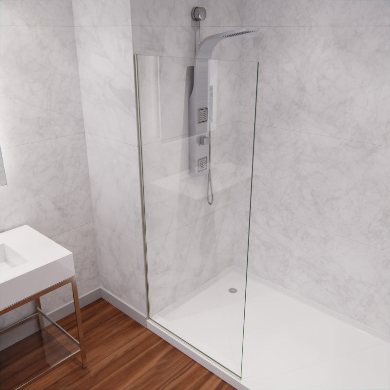 Veil Series 74 in. by 34 in. Framed Glass Shower Screen