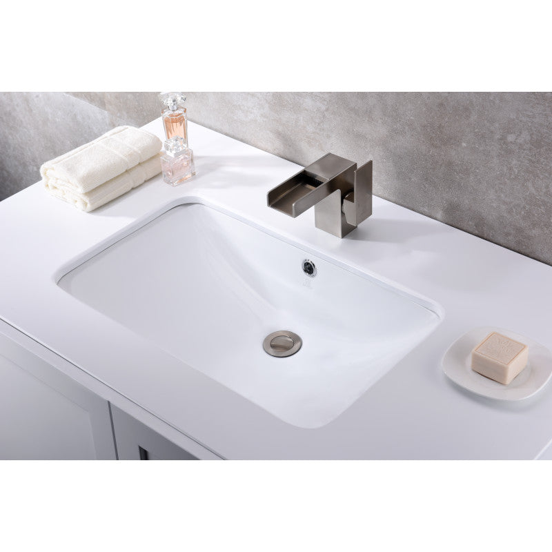 Lanmia Series 24 in. Ceramic Undermount Sink Basin in White