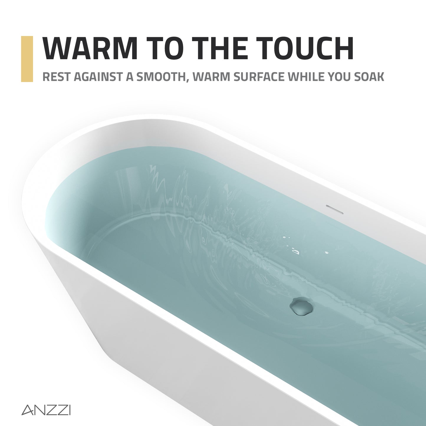 Rossetto Series 67 in. x 28 in. Flat Bottom Solid Surface Freestanding Soaking Bathtub with Center Drain in Matte White