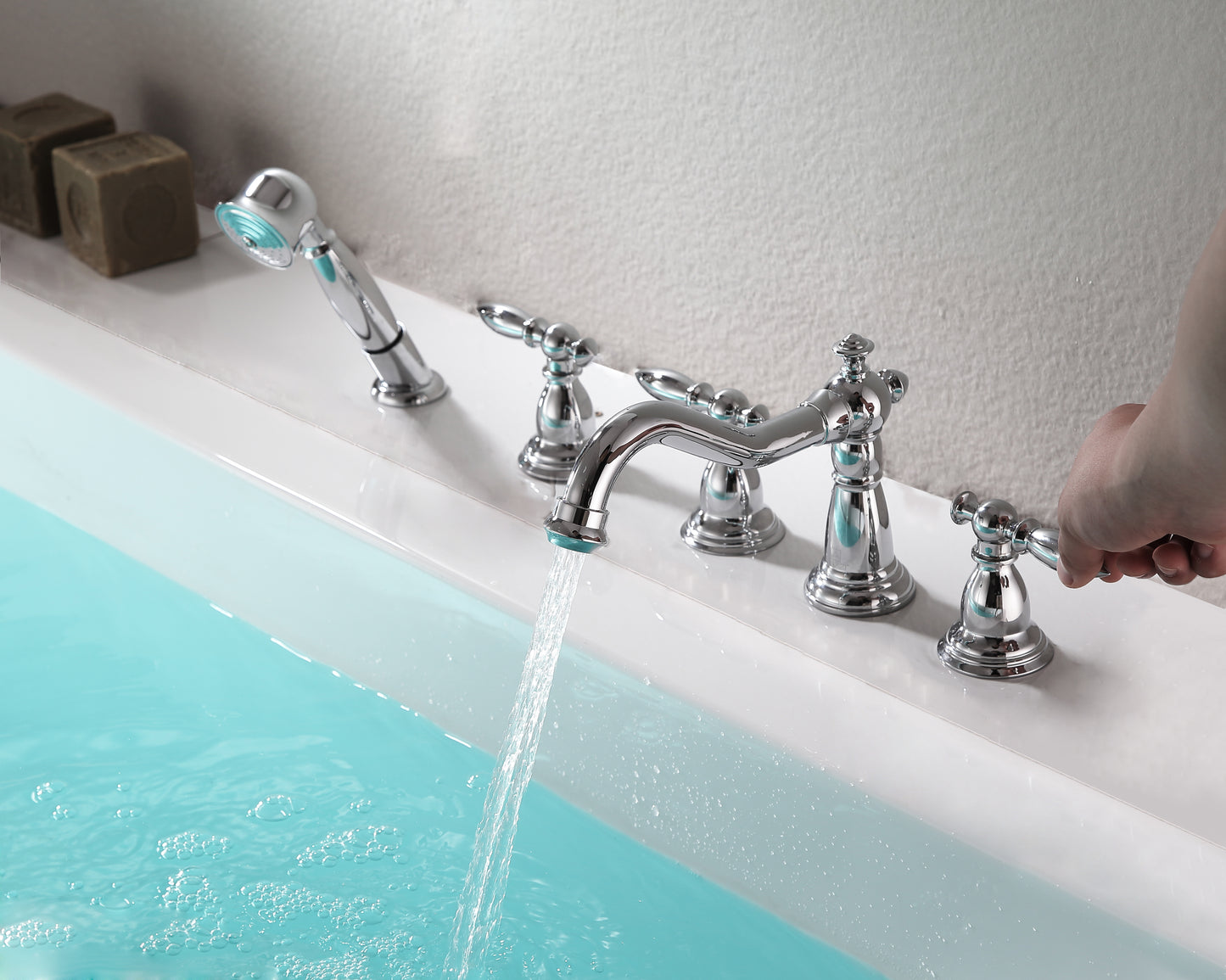 Patriarch 2-Handle Deck-Mount Roman Tub Faucet with Handheld Sprayer