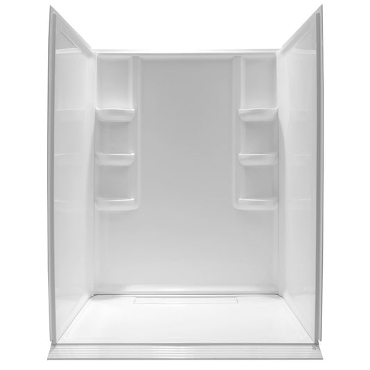 Lex-Class 60 in. x 74 in. Shower Wall Surround and Base in White
