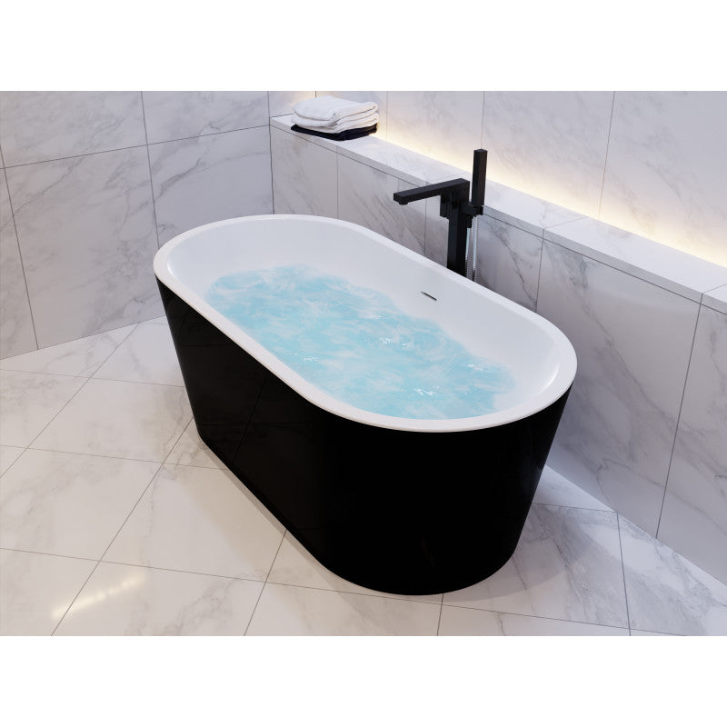FT-AZ098BK - Chand 67 in. Acrylic Flatbottom Freestanding Bathtub in Black