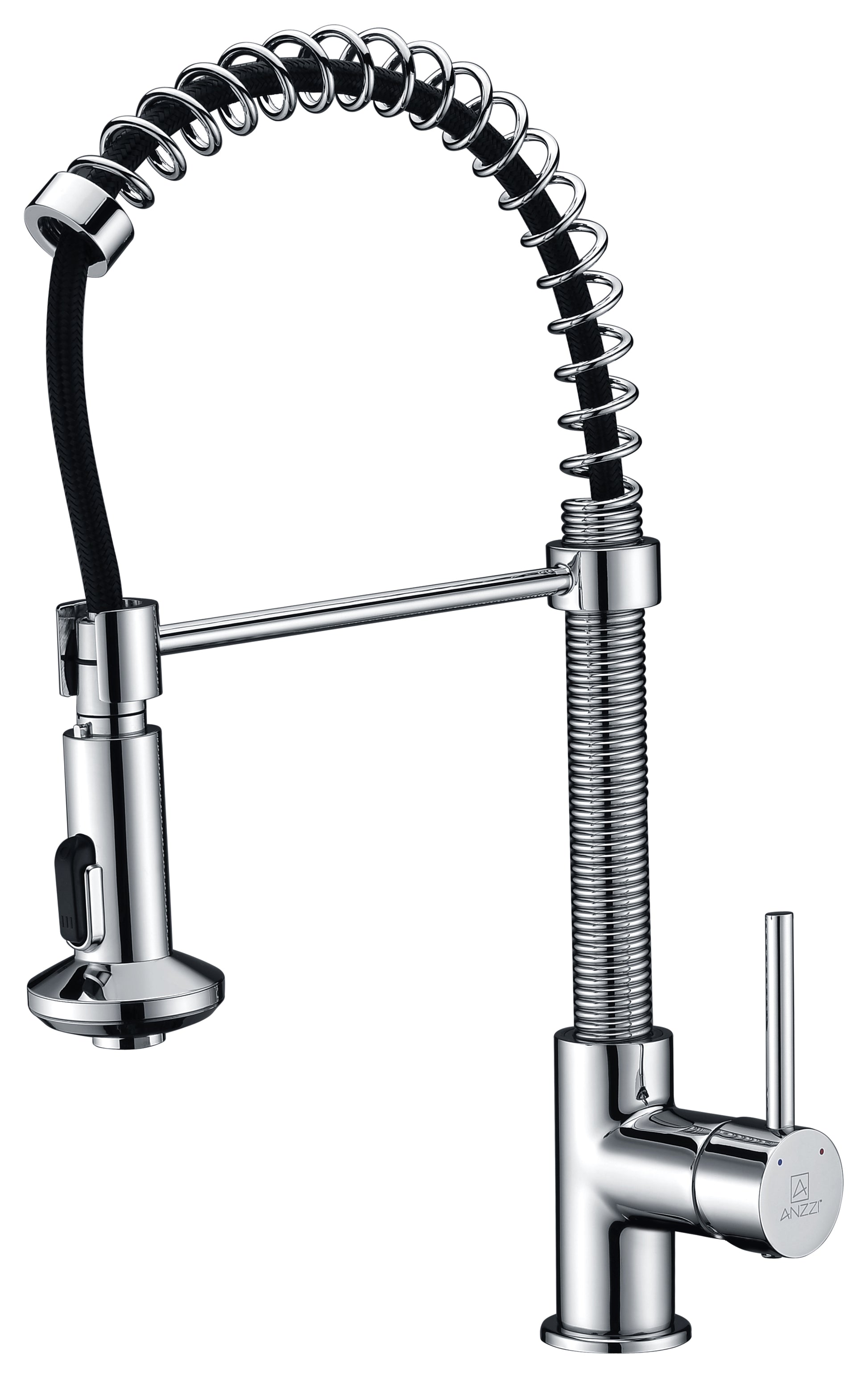 KF-AZ194CH - Step Single Handle Pull-Down Sprayer Kitchen Faucet in Polished Chrome