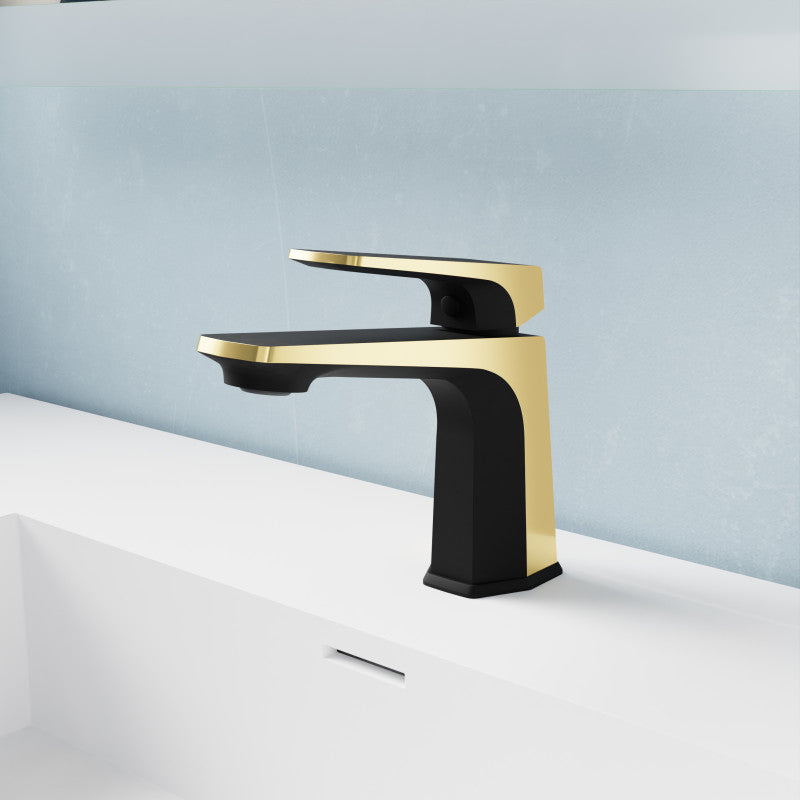 L-AZ903MB-BG - Single Handle Single Hole Bathroom Faucet With Pop-up Drain in Matte Black & Brushed Gold