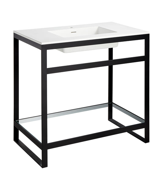 CS-FGC005-MB - Orchard 36 in. Console Sink in Matte Black with Glossy White Counter Top
