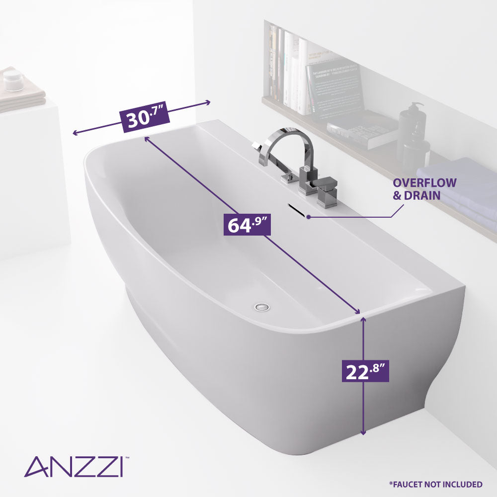 5.41 ft. Freestanding Bathtub in White