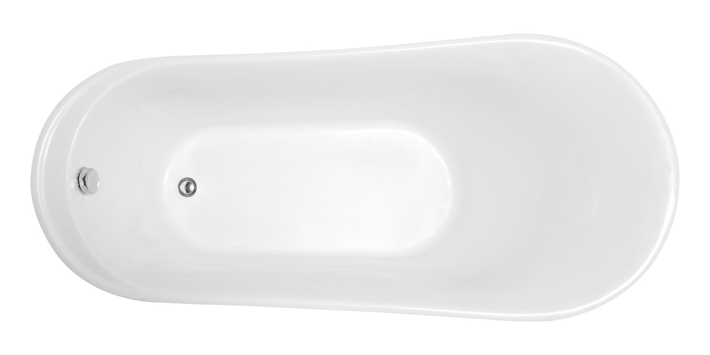 Prima Series 67 in. x 31 in. Flat Bottom Acrylic Freestanding Soaking Bathtub with Center Drain in Glossy White