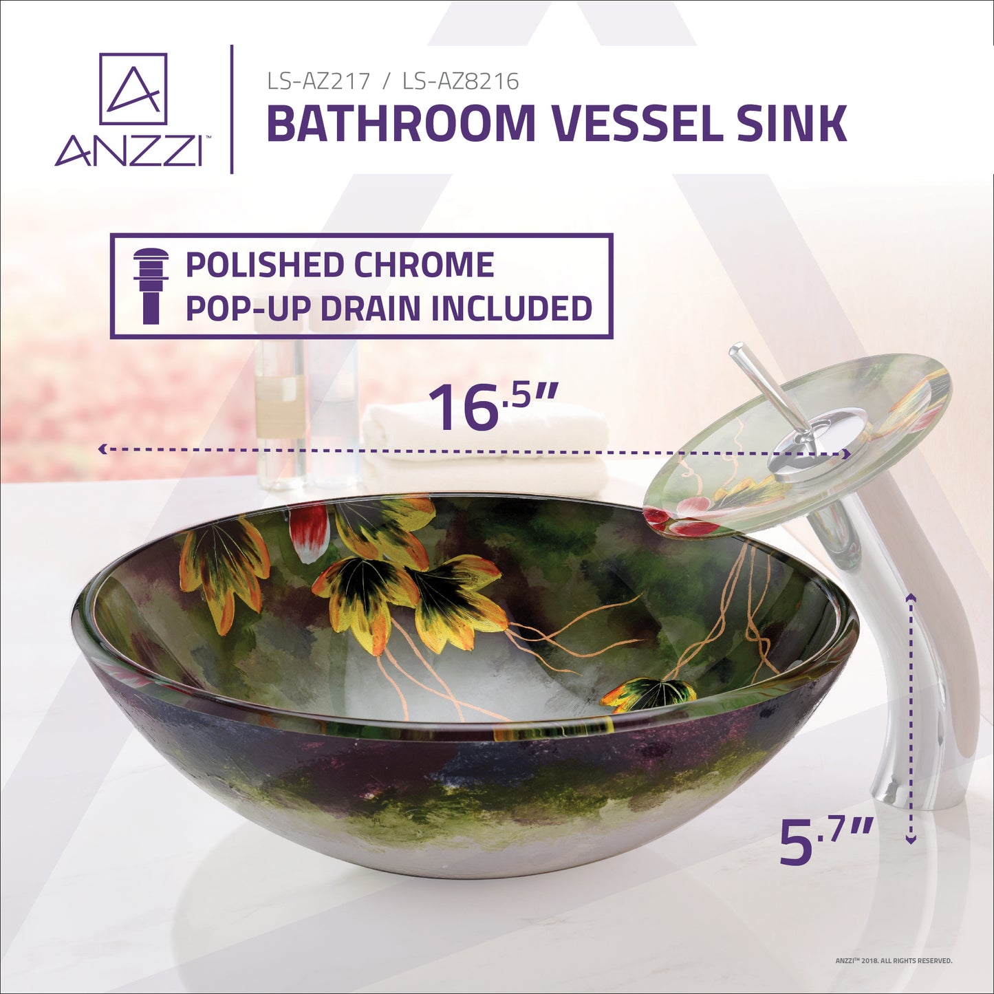 Panye Series Vessel Sink in Hand Painted Mural