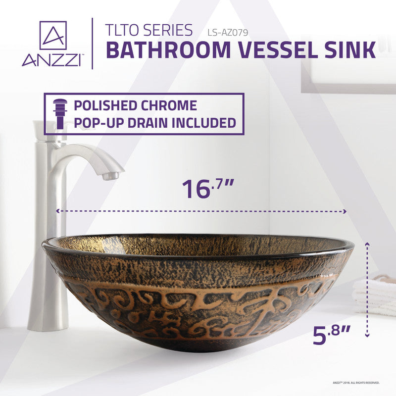 Alto Series Deco-Glass Vessel Sink in Lustrous Brown