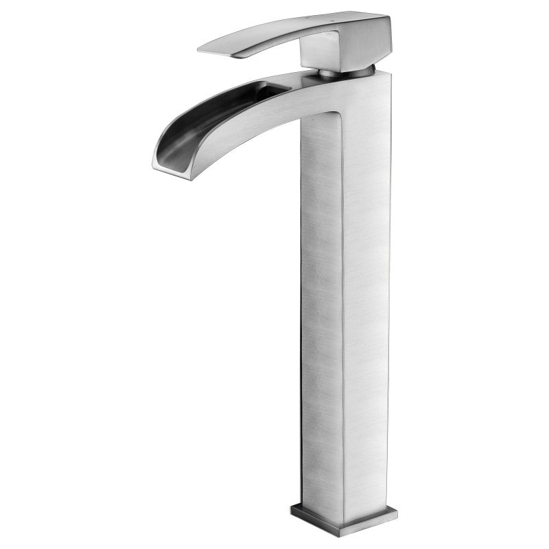 Cadenza Series Deco-Glass Vessel Sink in Lustrous Clear with Key Faucet in Brushed Nickel