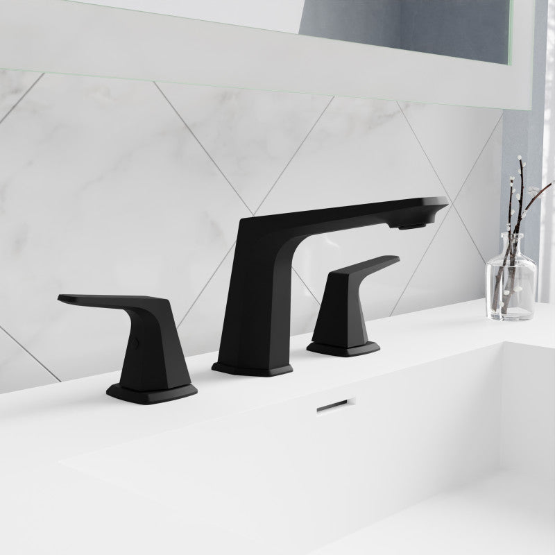 L-AZ905MB - 2-Handle 3-Hole 8 in. Widespread Bathroom Faucet With Pop-up Drain in Matte Black